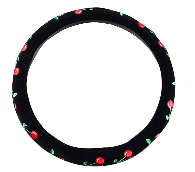 Mayco Bell Automotive Women Embroidery Cute Car Steering Wheel Cover (Cherry) - Image 2